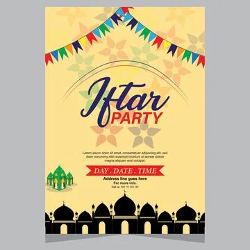 Iftar party celebration concept flyer. A beautiful invitation card & flyer fo Stock Illustration