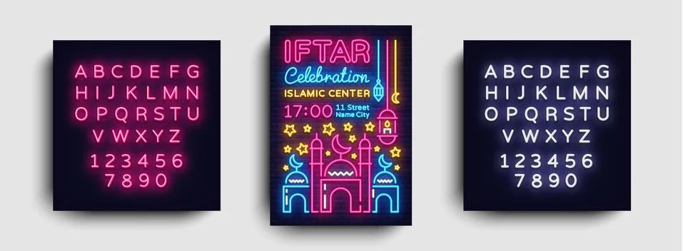 Iftar party invitations poster vector template design. Bright Islamic Stock Illustration