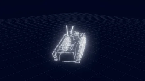 Ifv blueprint tumbling turntable technical drawing 3D animation seamless loop Stock Footage 342239895
