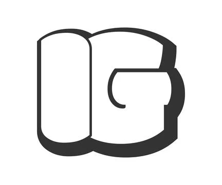 IG logo, bubble comic lettering, rounded in graffiti style black and white .. Stock Illustration