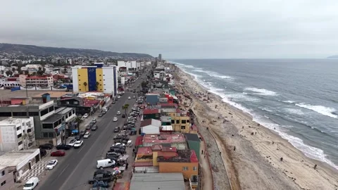 Igh angle aerial drone view of Playas de Tijuana coastal district. Stock Footage 336411792