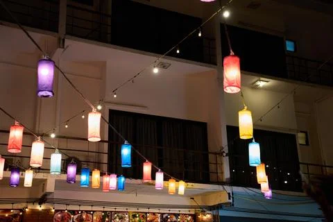 Ight bulbs string decoration hanging at night in Koh Samui, Thailand, 2025, 31 Stock Photos