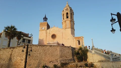 Iglesia de Sant Bartomeu i Santa Tecla, Sitges, Spain Stock Footage 119759405