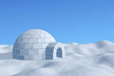 Igloo icehouse under blue sky closeup view Stock Illustration