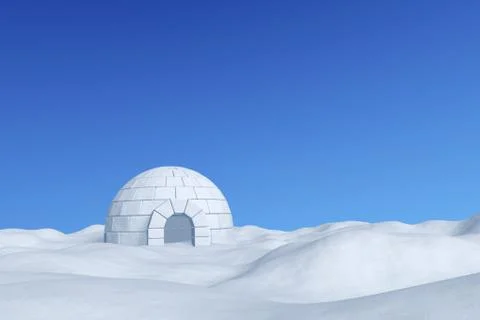 Igloo icehouse under winter blue sky Stock Illustration