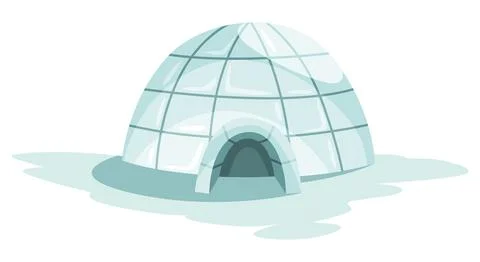 Igloo icon. Cartoon vector icehouse. Winter construction from ice blocks. Eskimo Stock Illustration