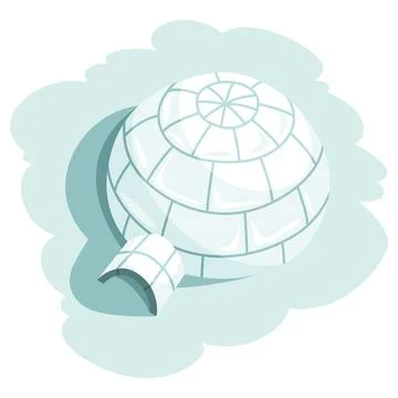 Igloo icon. Cartoon vector icehouse. Winter construction from ice blocks. Eskimo Stock Illustration