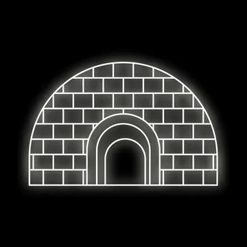 Igloo icon creating a bright neon glow effect Stock Illustration