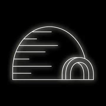 Igloo icon glowing with white neon outline Stock Illustration