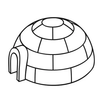 Igloo icon in outline style isolated on white background. Ski resort symbol Stock Illustration