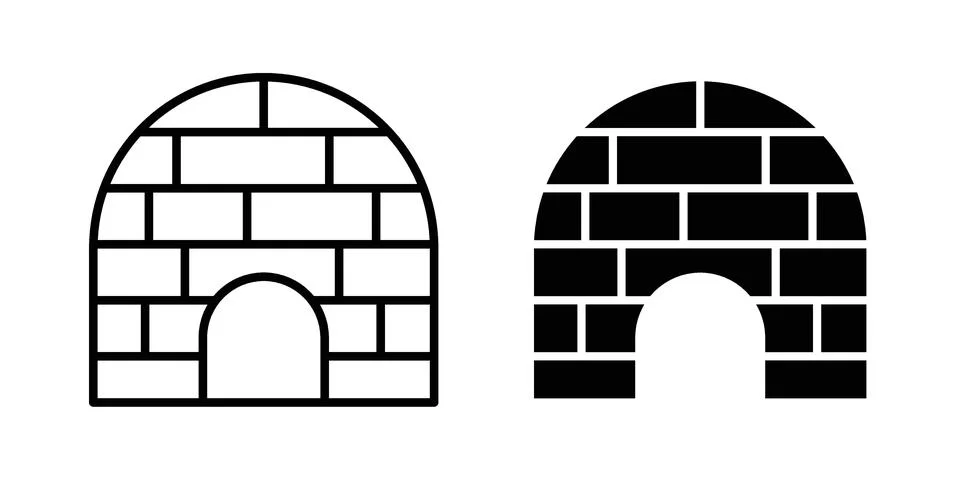 Igloo icon silhouette vector set. thin line pack Stock Illustration