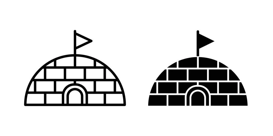 Igloo icon symbol. Flat and Stroke Vector illustration Stockillustratie