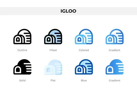 Igloo icons in different style. Igloo icons set. Holiday symbol. Different .. Stock Illustration