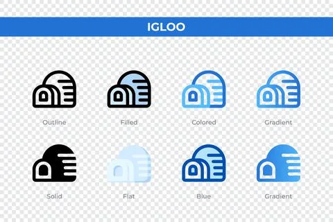 Igloo icons in different style. Igloo icons set. Holiday symbol. Different .. Stock Illustration