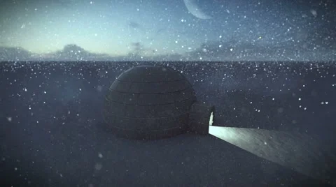 Igloo isolated on a glacier with falling snow Video stock 47556791