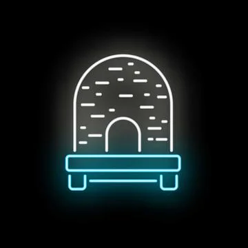 Igloo neon light glowing on dark background Stock Illustration