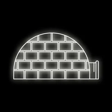 Igloo neon light line icon on dark background Stock Illustration