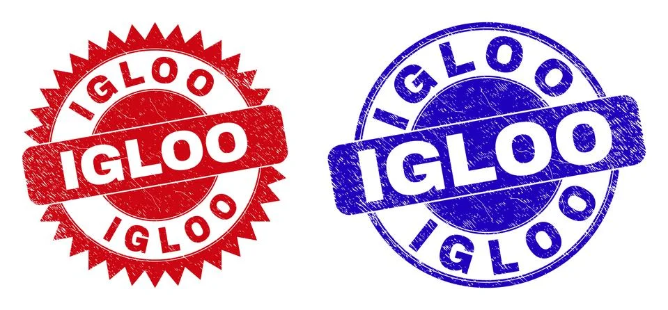 IGLOO Rounded and Rosette Stamps with Grunged Style Stock Illustration