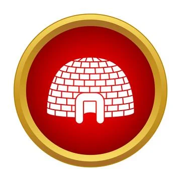 Igloo snow house icon inside a red circle Stock Illustration