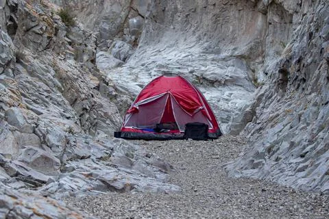 Igloo tent in the mountain gorge Stock Photos