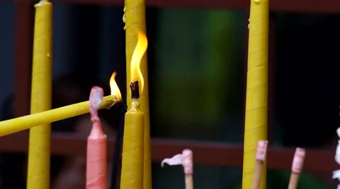 Ignite a fire to candles Stock Footage 54155908