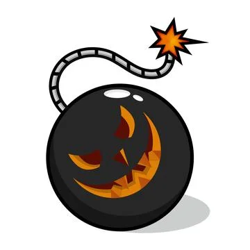 The ignited bomb is ready to explode with a monster face character shape Stock Illustration