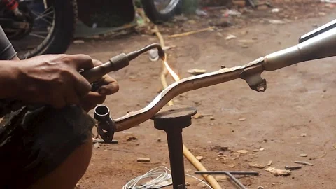 Ignited the match when it started welding. Stock Footage 258315604