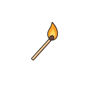 Ignited matchstick with flame isolated on a plain background illustrating t.. Stock Illustration