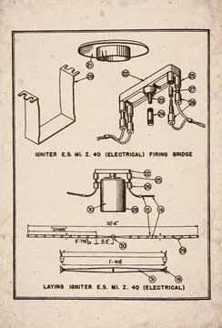 Igniter ES Mi Z 40 Electrical Firing Bridge Technical Schematic Document Stock Illustration