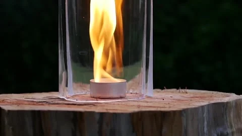 Igniting candle fire show inside glass Stock-Footage 158869604