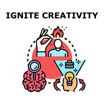 Igniting creative thinking process generating new ideas イラスト素材