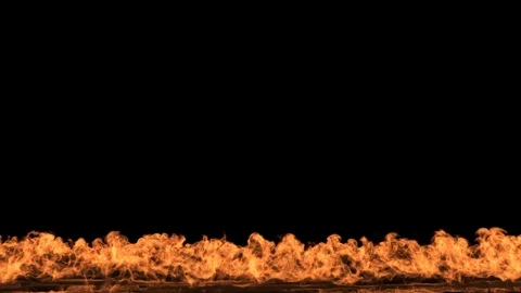 Igniting firewall isolated on black. Burning fire flame background in 4K. Video stock 125288419