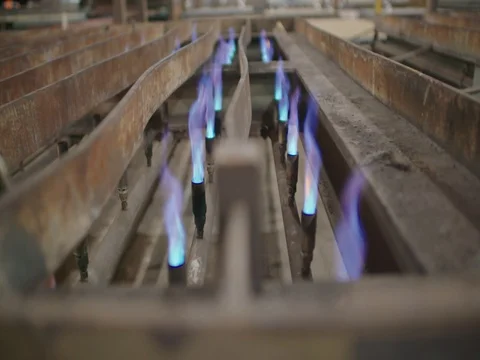 Igniting flames for heating plate for metal Stock Footage 75406223