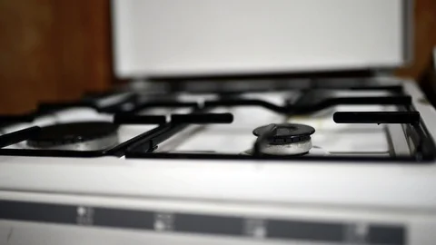 Igniting the gas stove. Stock Footage 99072578