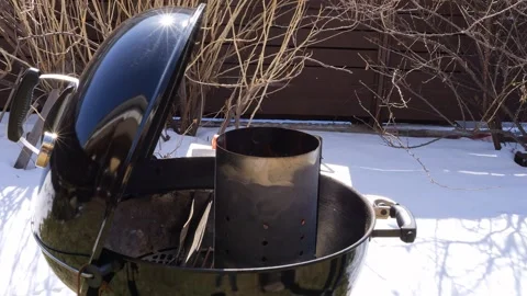 Igniting grill, flames dance eagerly, signaling the start of culinary delight Stock Footage 273480563