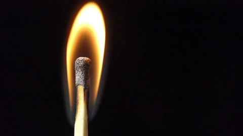 Igniting Match and Flame on a Black Background. Slow Motion. Close-up. Lot of Stock Footage 224545961