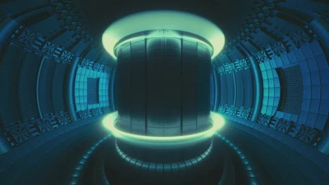 Igniting plasma inside a fusion reactor. Wide shot. ITER, International fusion Stock Footage 255427804