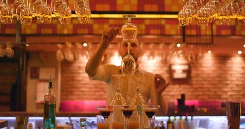 Igniting pyramidal structure of glasses Stock Footage 106178792