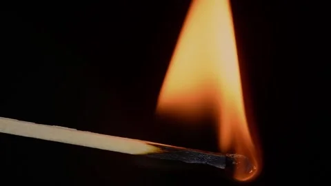 Ignition and burning of a match macro shot Stock Footage 269902548