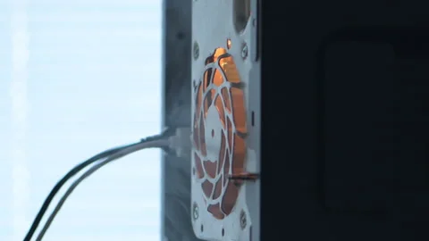 Ignition and smoke The computer system unit, sparks and burns. Concept: overheat Stock Footage 234124996