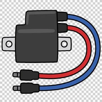 Ignition coil or electronic motorcycle engine Illustrazione stock