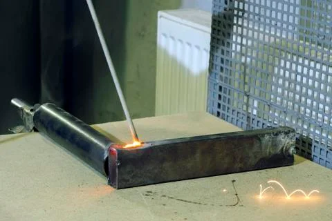 The ignition of the electric arc welding Stock Photos