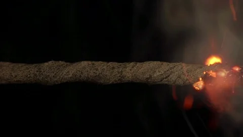 The ignition fuse from burning matches. Stock Footage 69902855