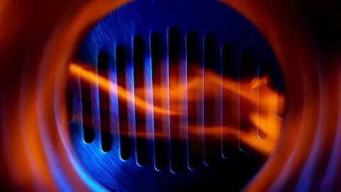 Ignition of the gas. Close-up view. Stock Footage 119824091