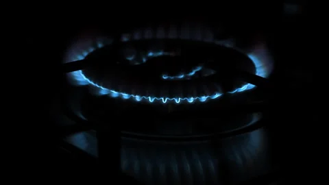 Ignition of a gas stove. Close up Video stock 258736264