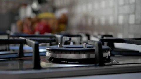 Ignition of a gas stove close-up Stock Footage 270519168
