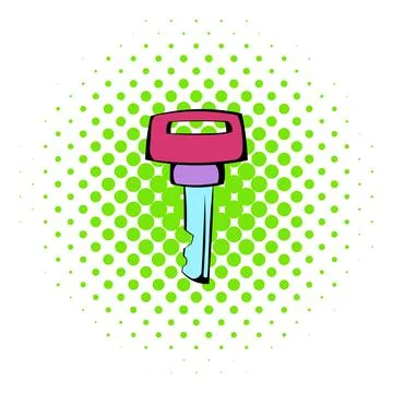 Ignition key icon, comics style Stock Illustration