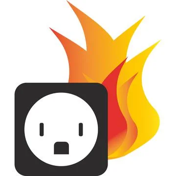 Ignition of the outlet. Beware of fire. Stock Illustration