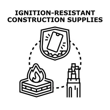 Ignition resistant construction supplies concept illustration 스톡 일러스트