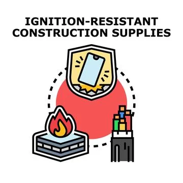 Ignition resistant construction supplies concept illustration Stock Illustration